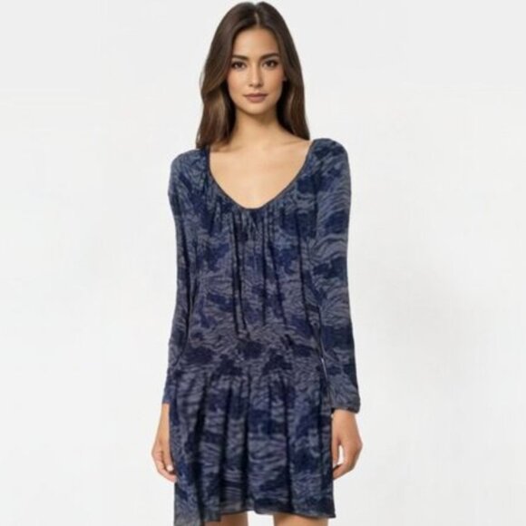 Guess Blue/White Floral Women's Chiffon Dress Size Med - Picture 2 of 11